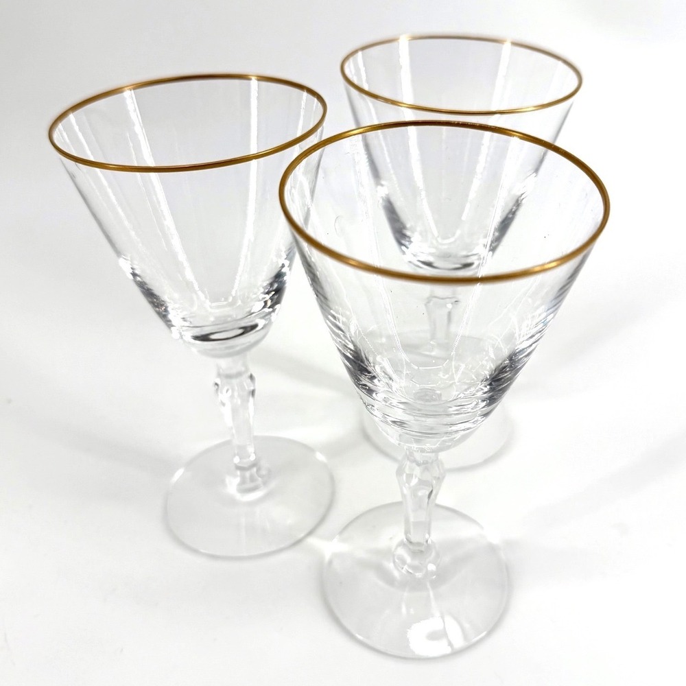 Fostoria Aurora Stem 6092 Gold 5" Crystal Set of 3